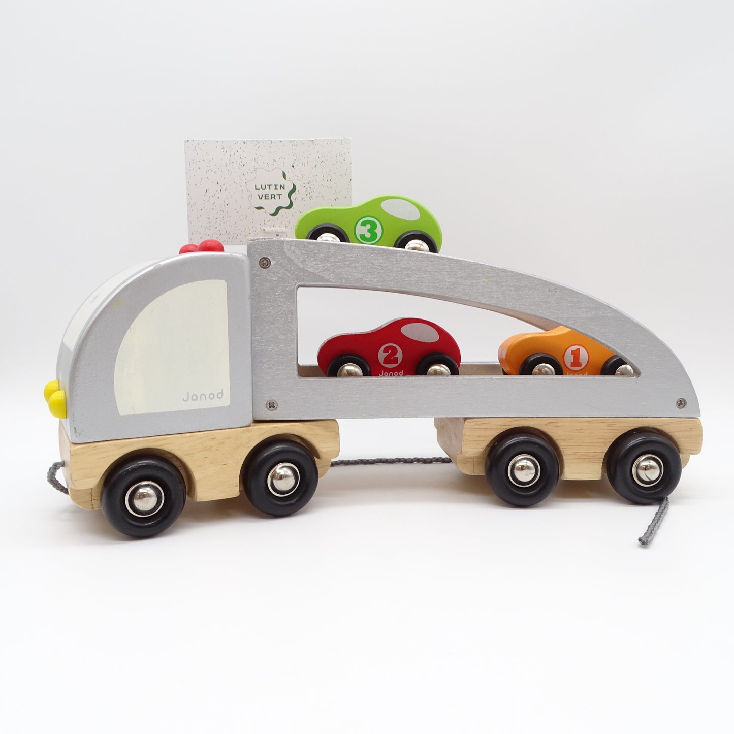 Camion et sa remorque et voitures en bois JANOD - Dès 3 ans | Ref 14731