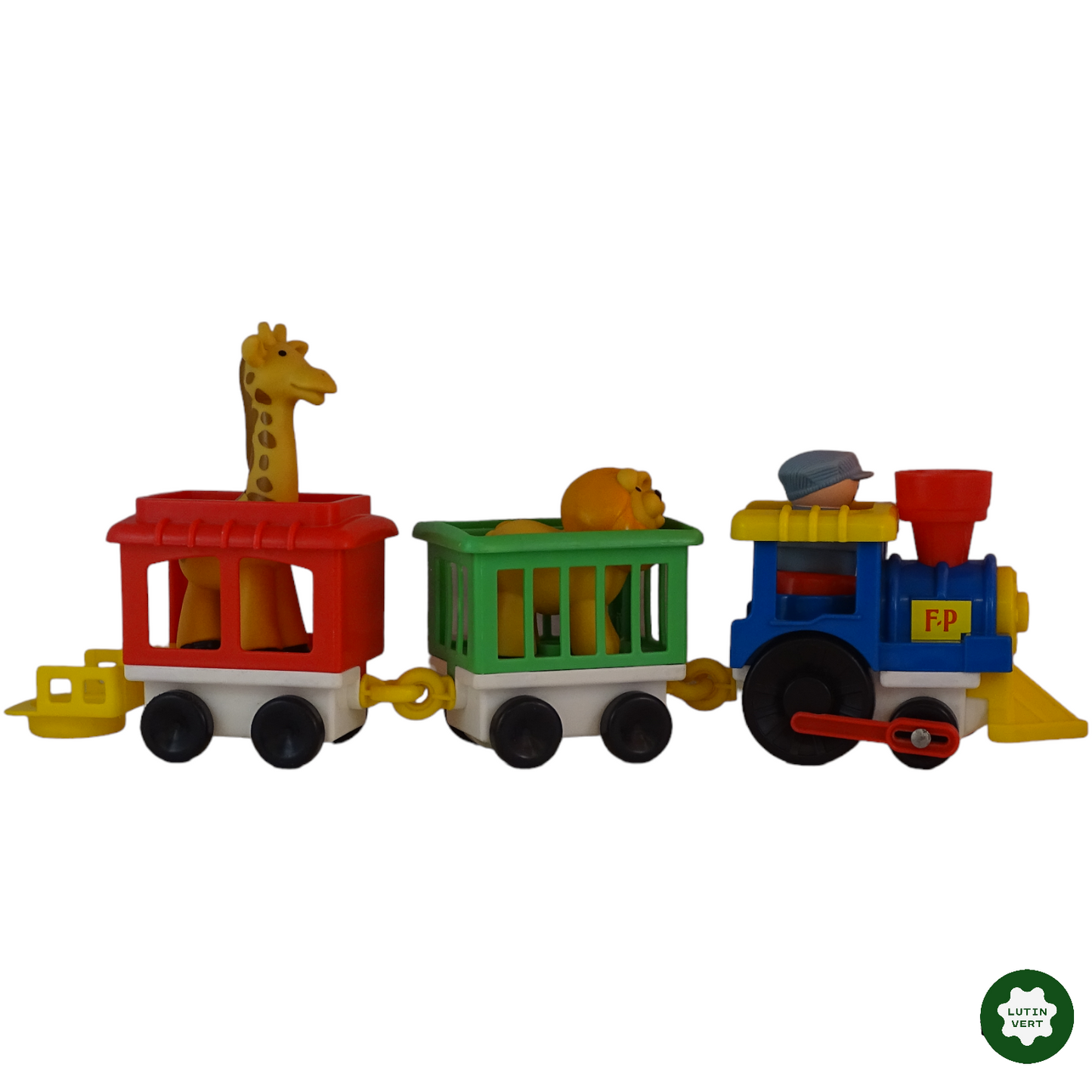 Train 3 pièces vintage d'occasion FISHER PRICE - Dès 4 ans | Lutin Vert