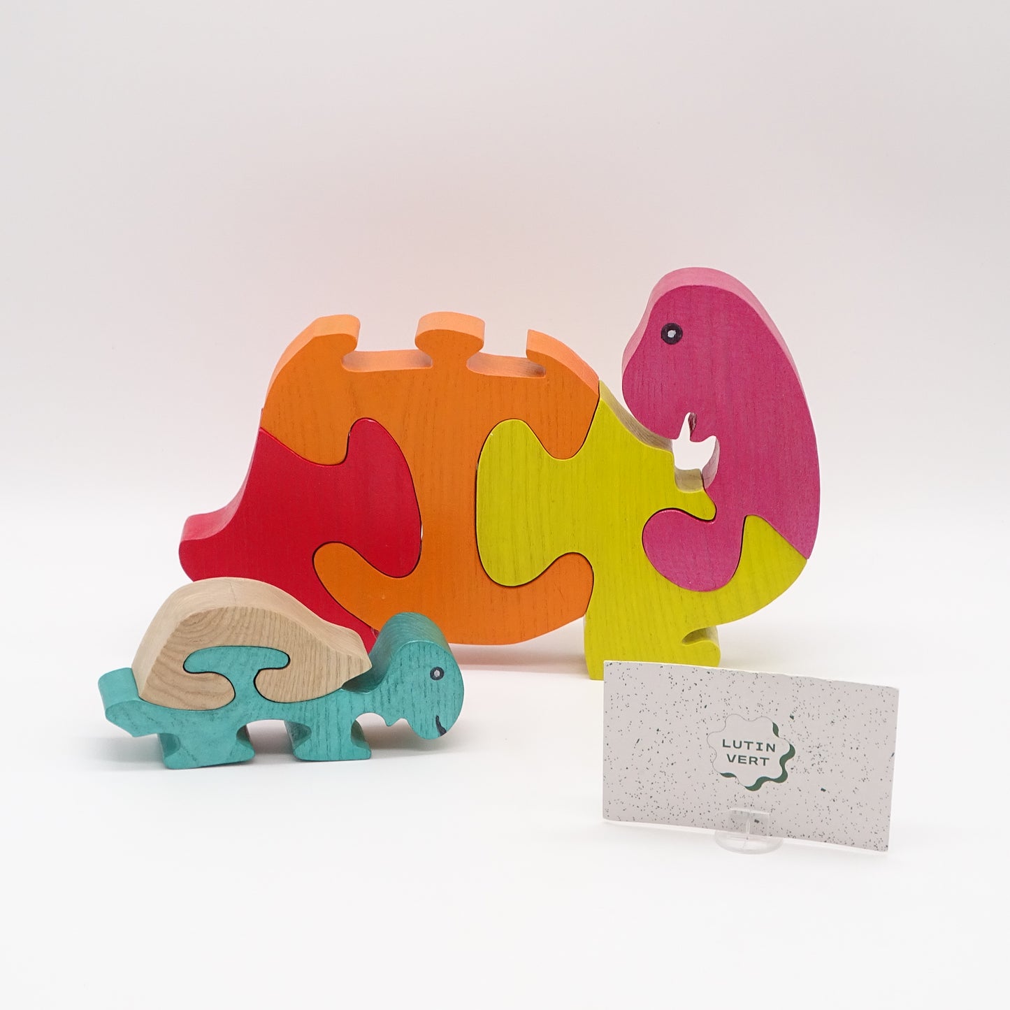 Puzzle en bois Tortue & Dinosaure SANS MARQUE - Dès 1 an | Ref 15159