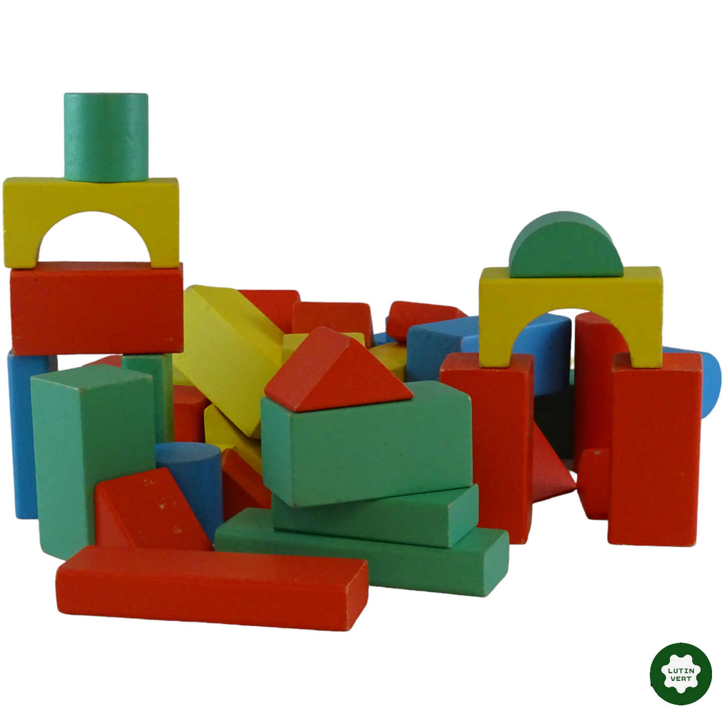Jeu construction multicolore en bois d'occasion - Dès 4 ans | Lutin Vert