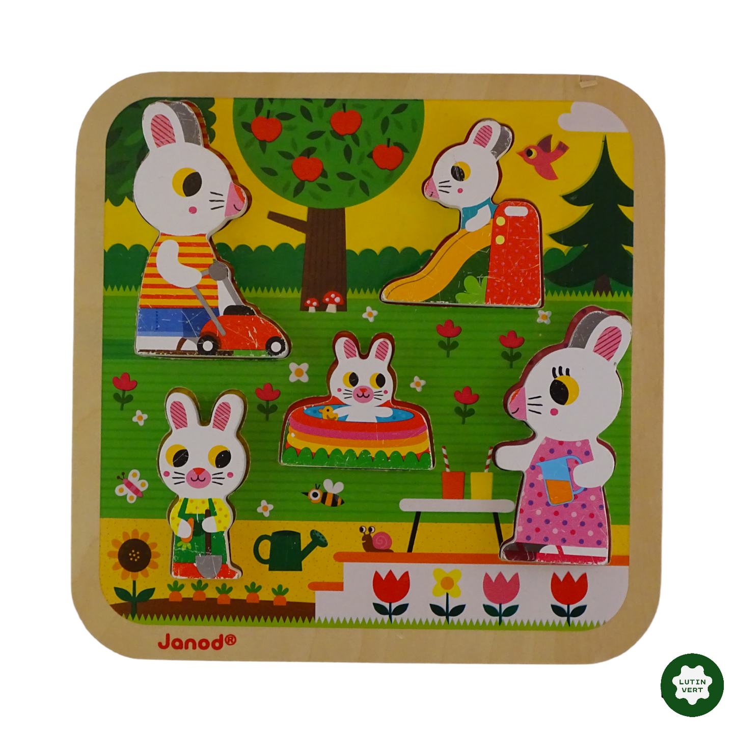 La famille lapin en bois d'occasion JANOD - Dès 3 ans | Lutin Vert