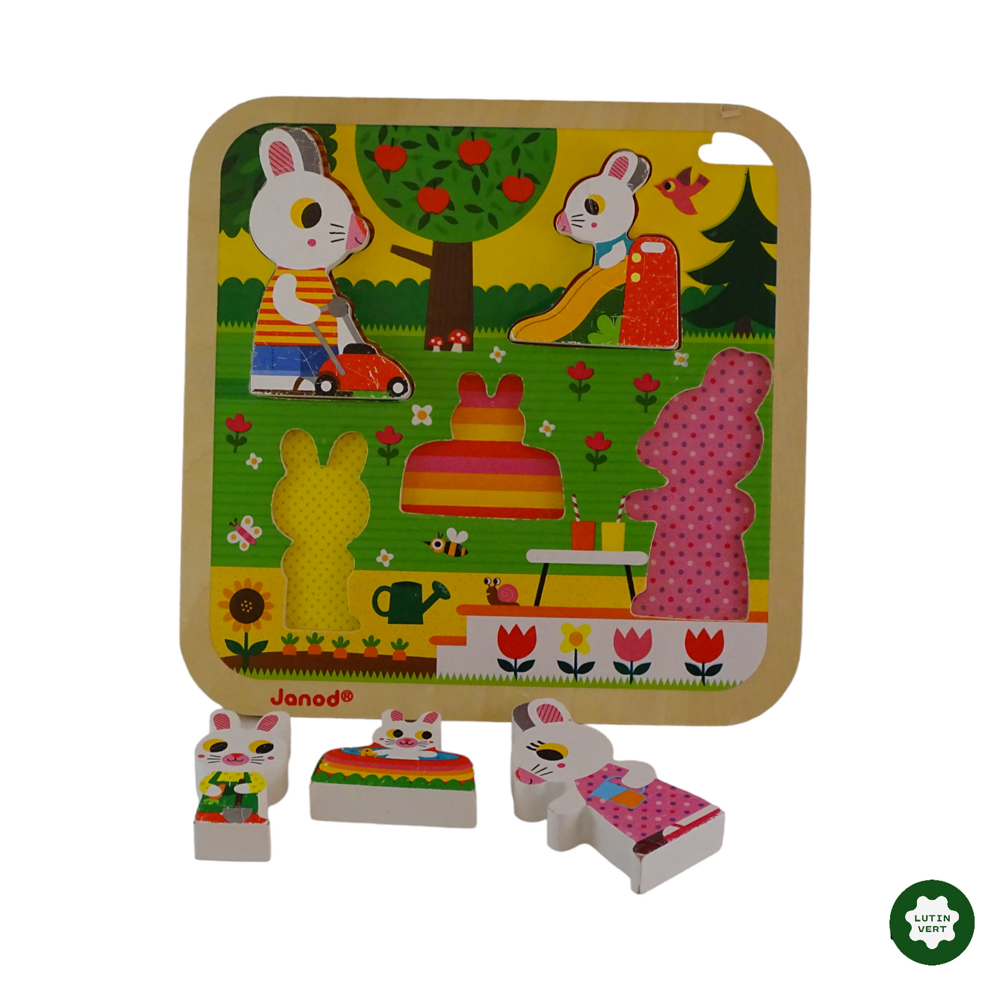 La famille lapin en bois d'occasion JANOD - Dès 3 ans | Lutin Vert