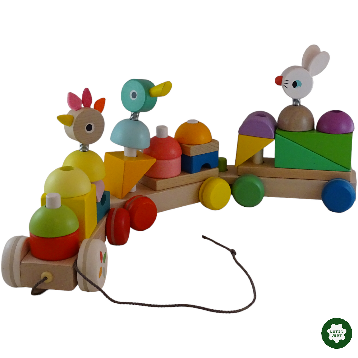 Train en bois multicolor d'occasion JANOD - Dès 1 an | Lutin Vert