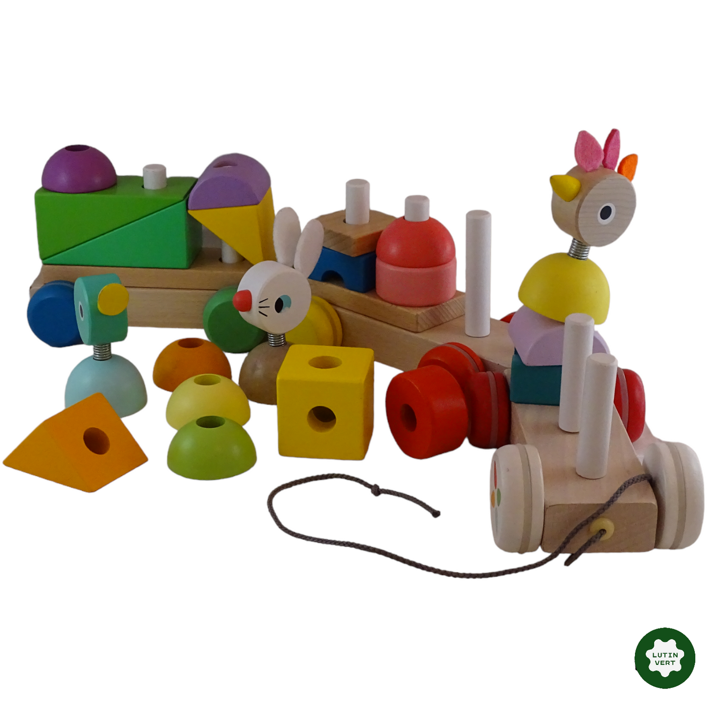Train en bois multicolor d'occasion JANOD - Dès 1 an | Lutin Vert
