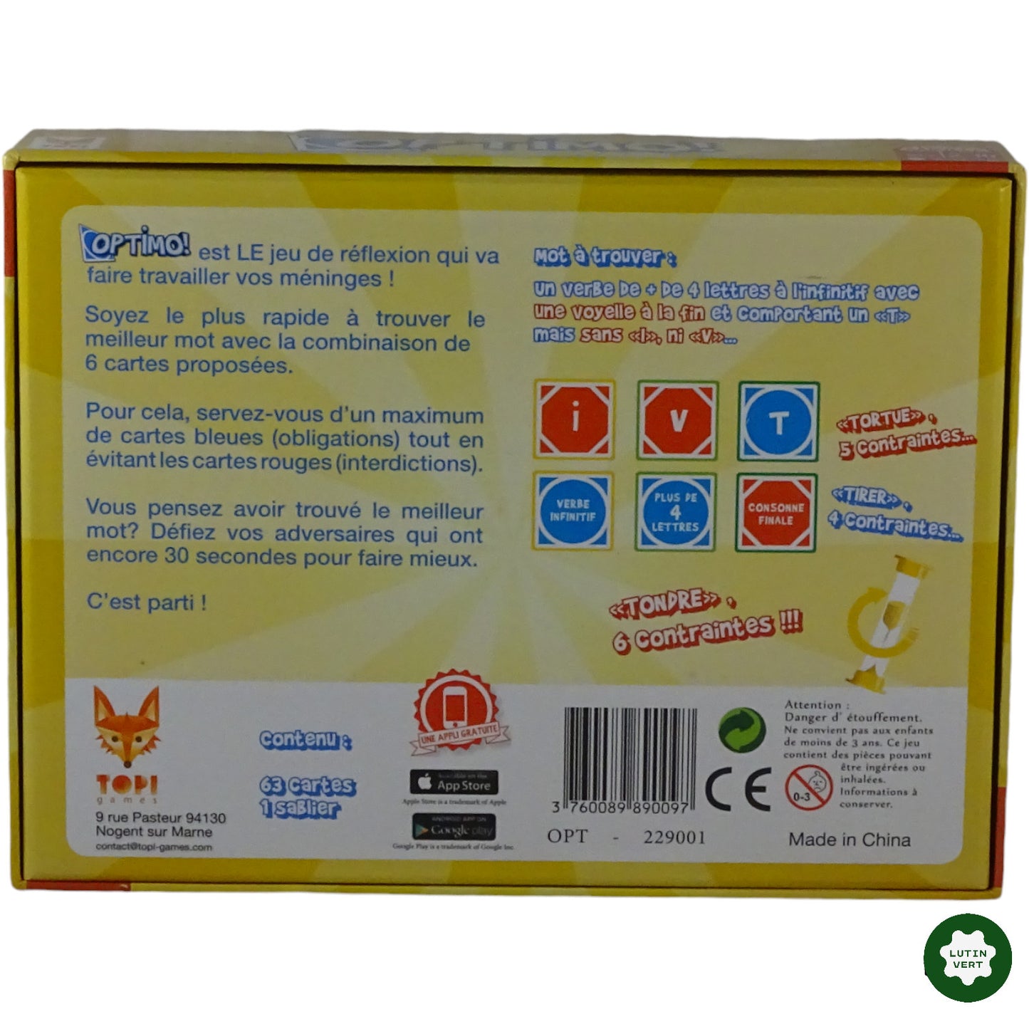 Optimo, Le Bon Mot Au Bon Tempo ! d'occasion TOPI Games - Dès 10 ans | Ref 6741