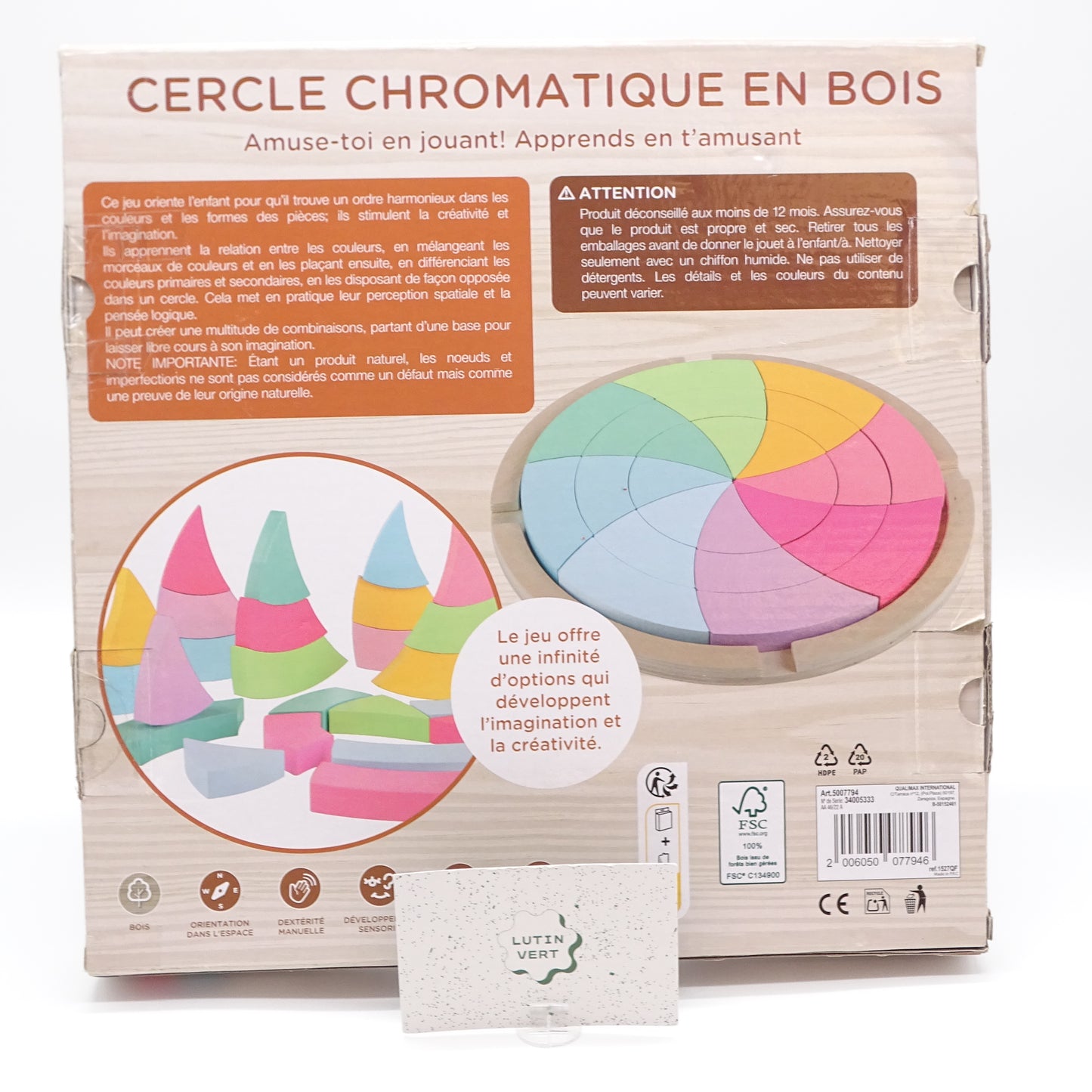 Cercle chromatique en Bois MONTESSORI - Dès 1 an | Ref 15345