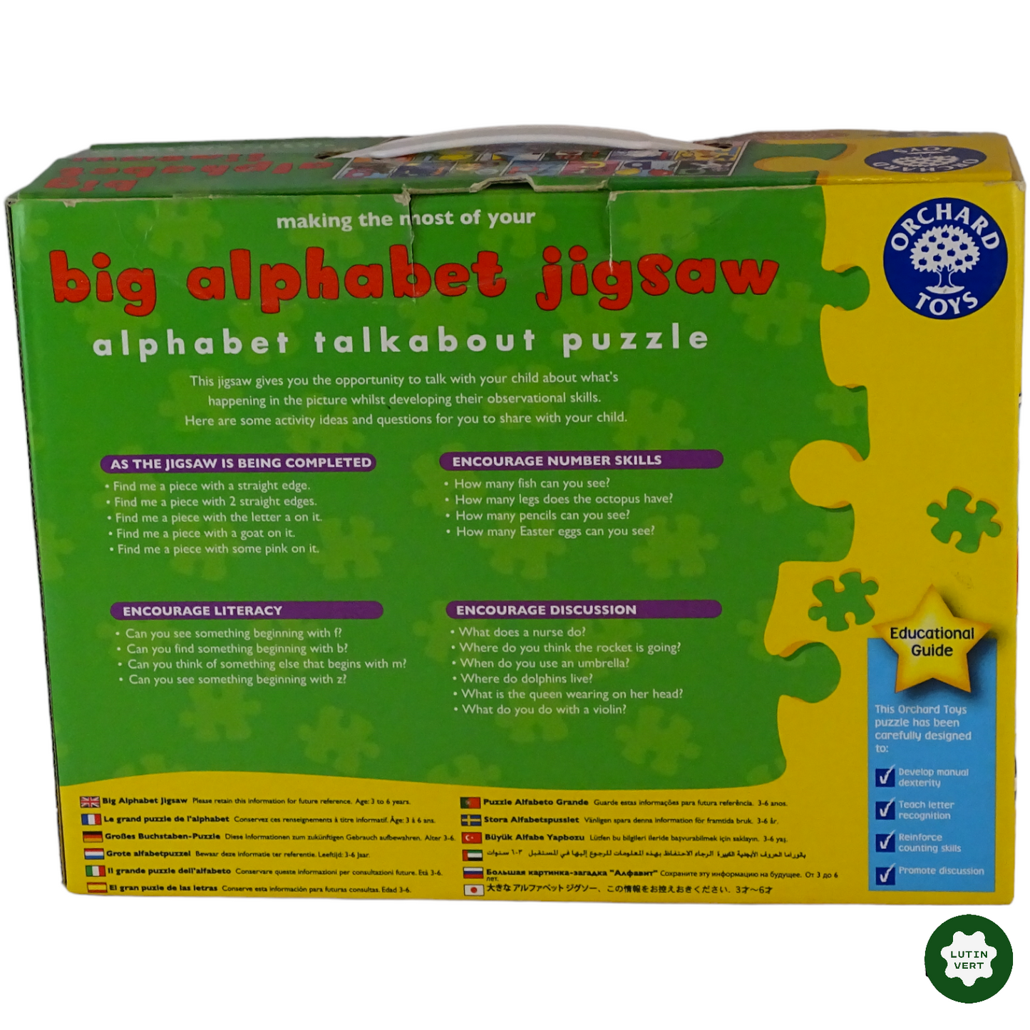 Grand puzzle alphabet d'occasion ORCHARD TOYS - Dès 3 ans | Lutin Vert