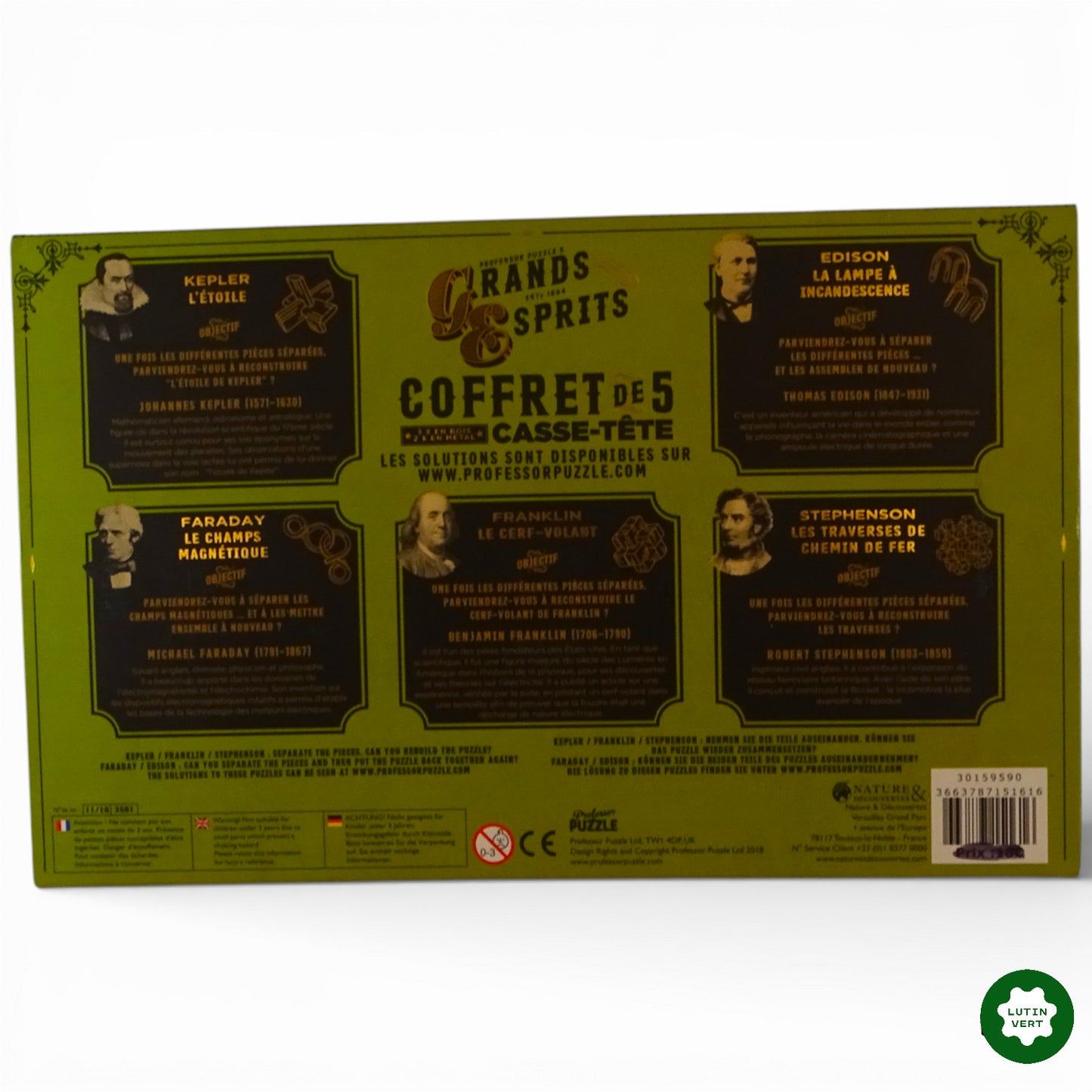 Coffret de 5 casse-têtes « Grands Esprits » d'occasion PROFESSOR PUZZLE - Dès 10 ans | Ref 12945