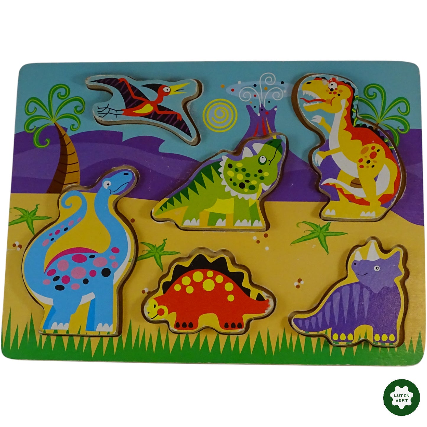 Mini Puzzle à encastrer en Bois Dinosaures d'occasion - Dès 2 ans | Ref 8766