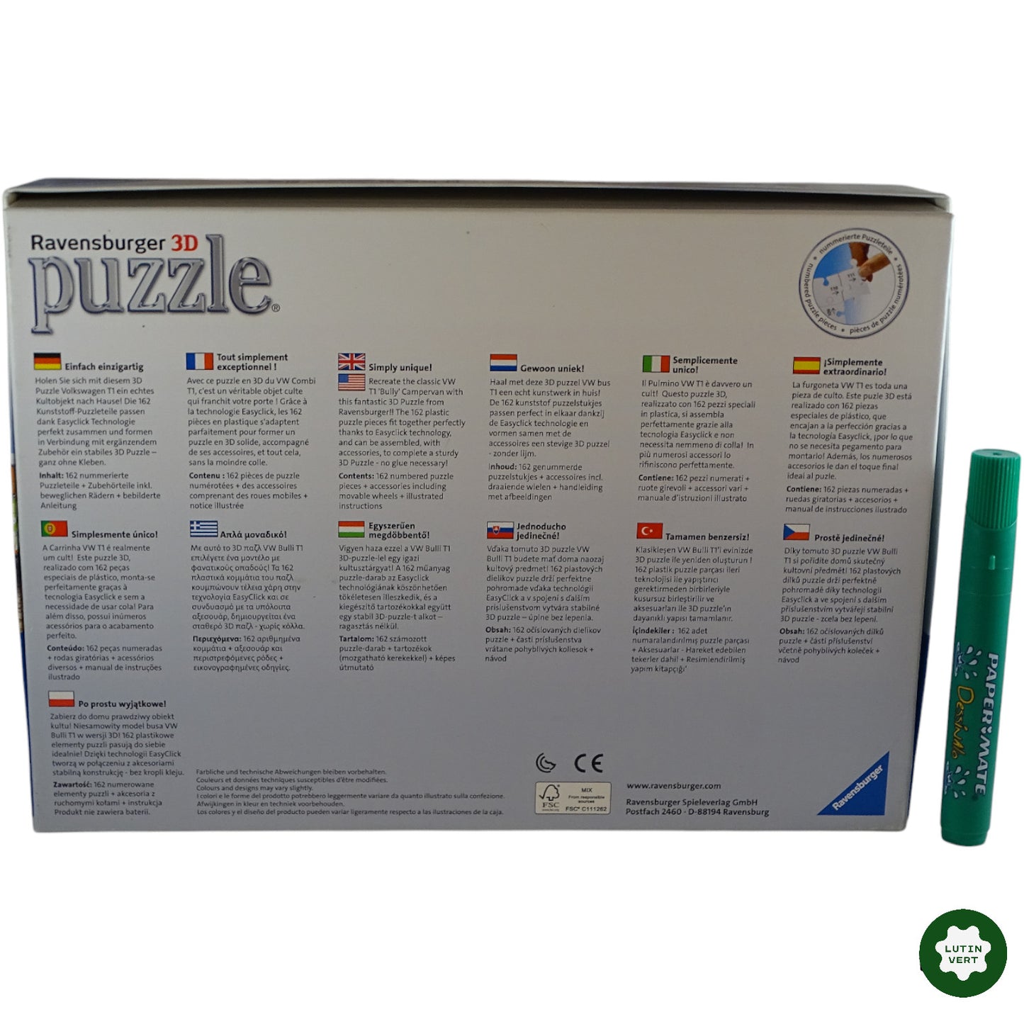 Puzzle 3D 162 Pièces Volkswagen T1 d'occasion RAVENSBURGER - Dès 10 ans | Ref 9845