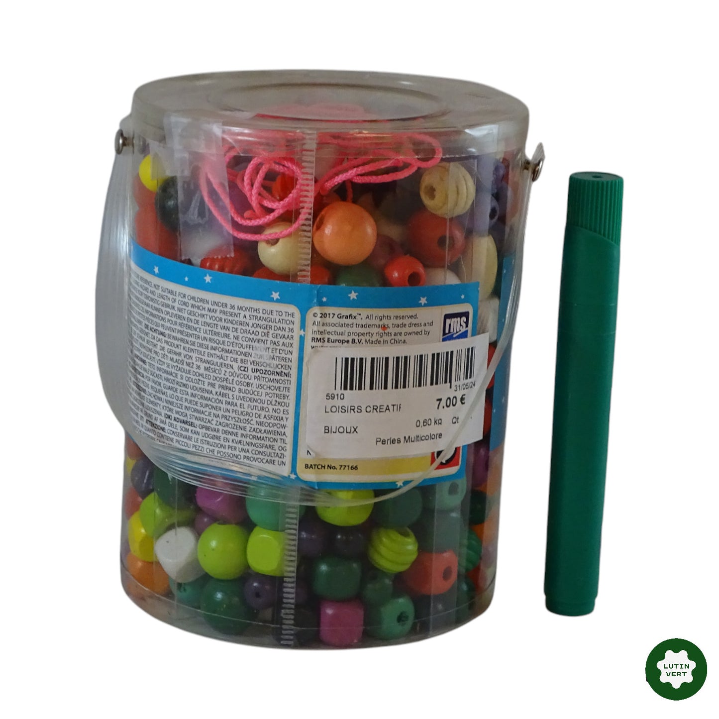 Perles en bois multicolor à enfiler d'occasion GRAFIX - Dès 3 ans | Ref 5910