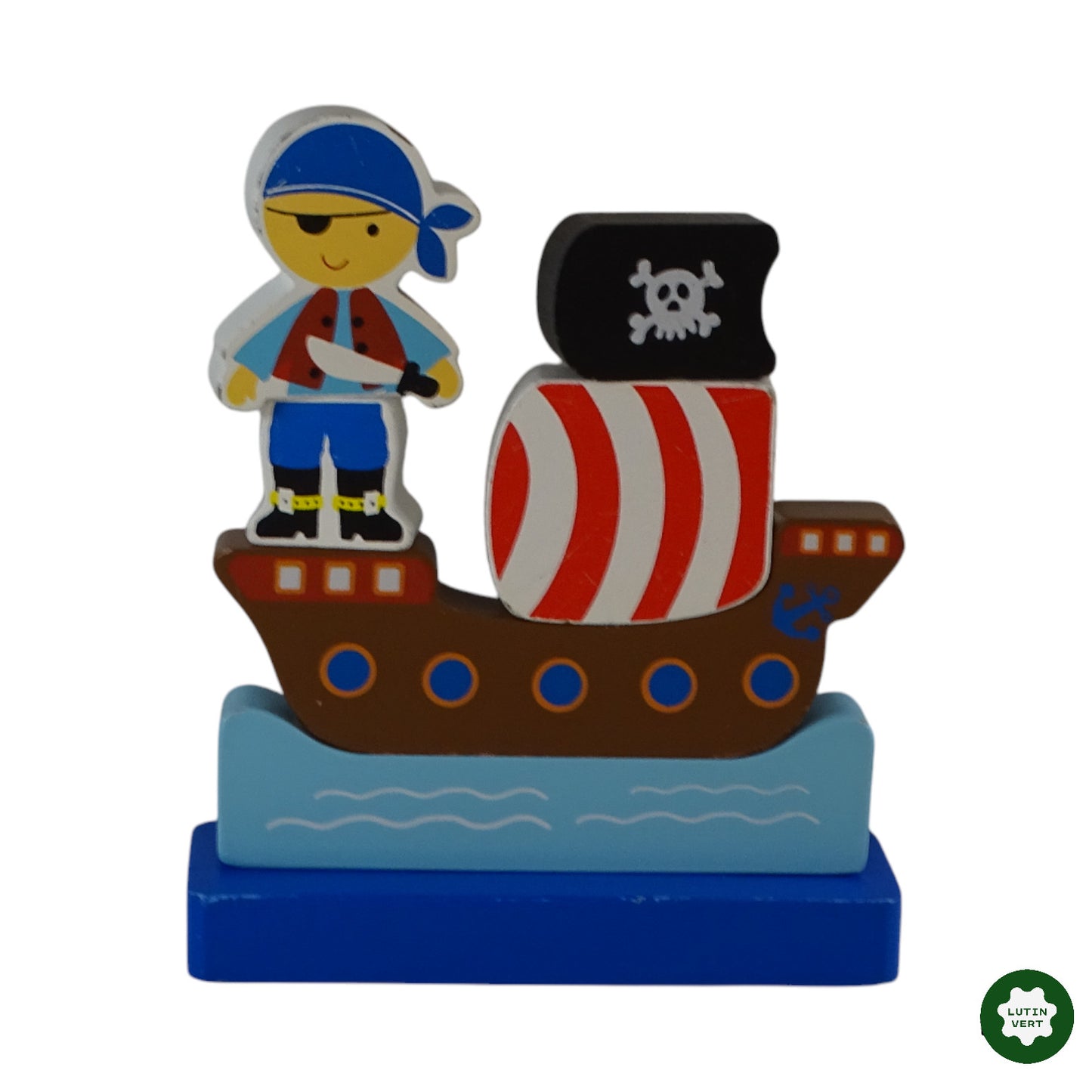 Bateau Pirates Bois 7 pc d'occasion LOGITOYS - Dès 1 an | Ref 9560