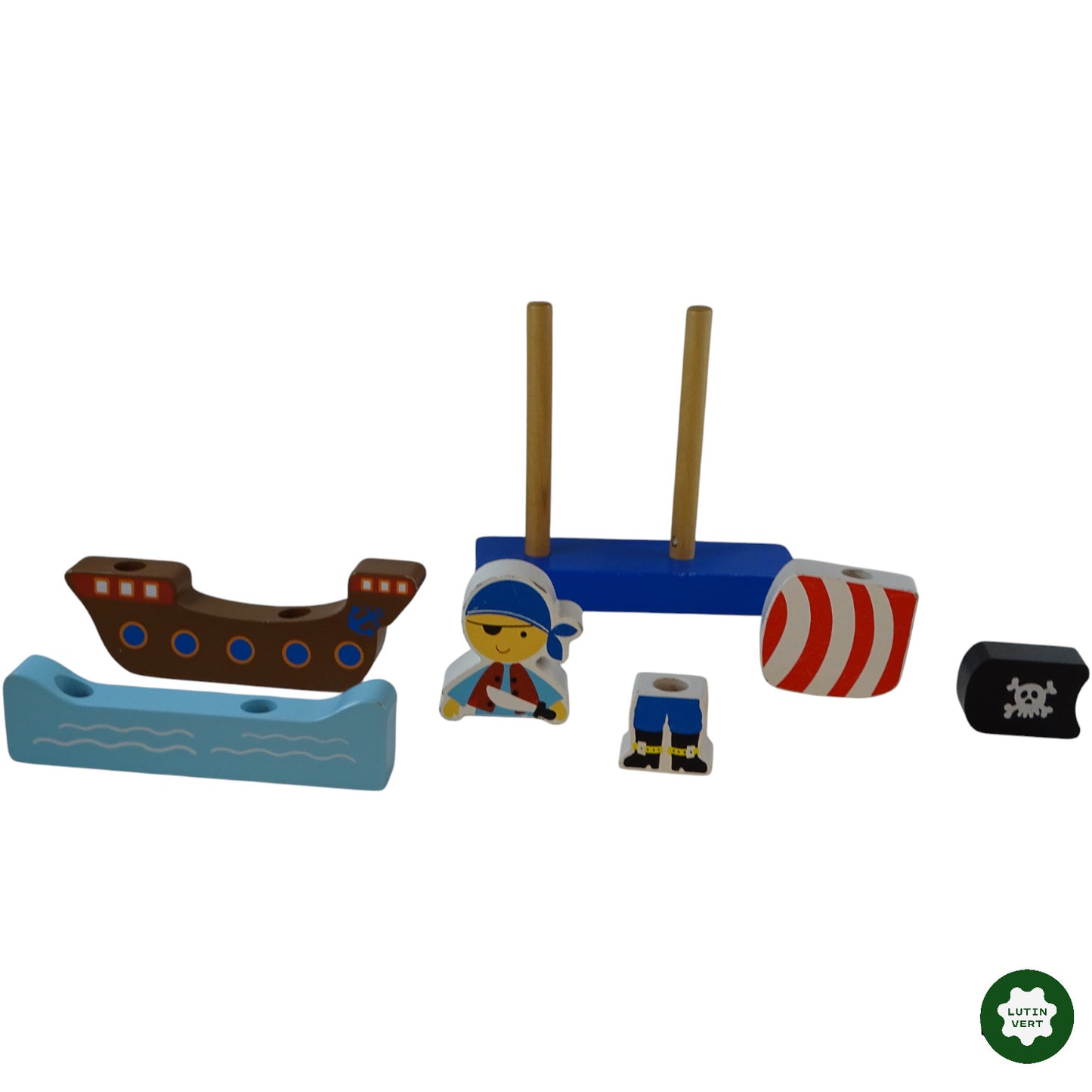 Bateau Pirates Bois 7 pc d'occasion LOGITOYS - Dès 1 an | Ref 9560