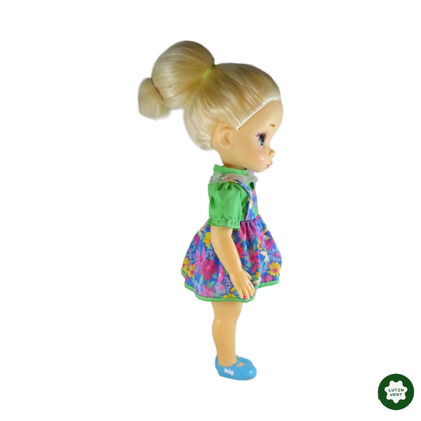 Poupée de petite fille blonde en robe fleurie d'occasion - Dès 2 ans | Lutin Vert