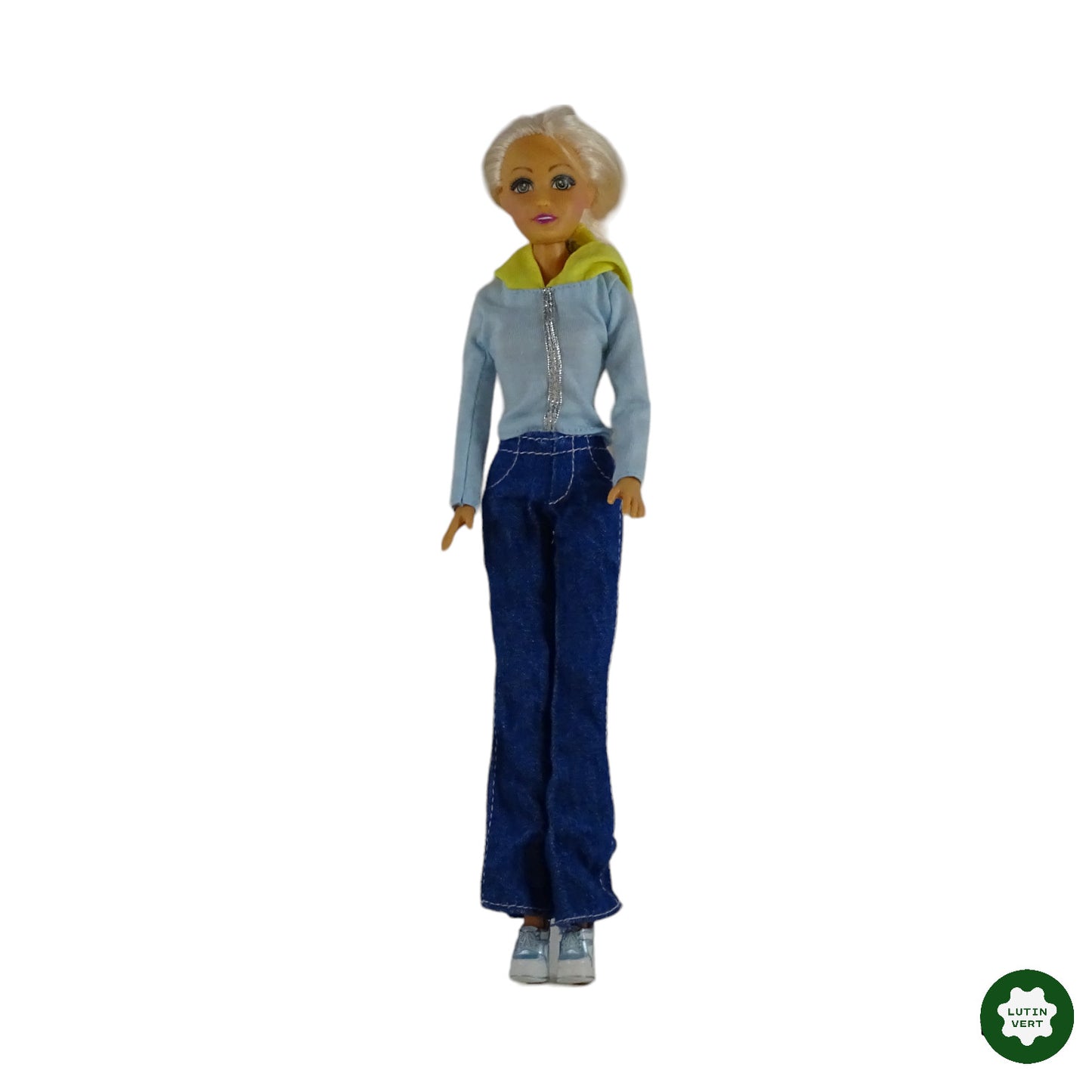 Poupée Blonde Jean et Sweat capuche jaune 30cm d'occasion - Dès 3 ans | Lutin Vert