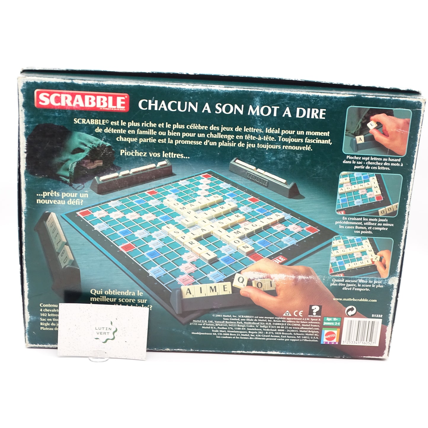 Scrabble classique Vintage d'occasion Mattel - Dès 10 ans |Lutin Vert Ref 14311