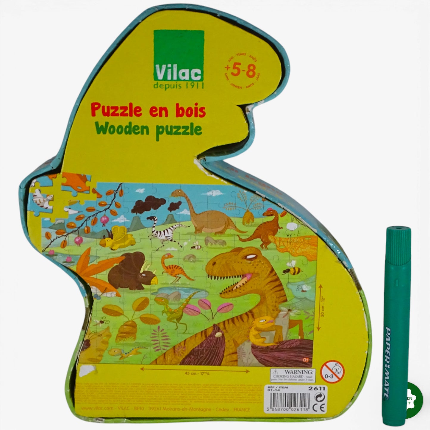 Puzzle « Dinosaure » 100 pcs en bois d'occasion VILAC - Dès 5 ans | Ref 10238