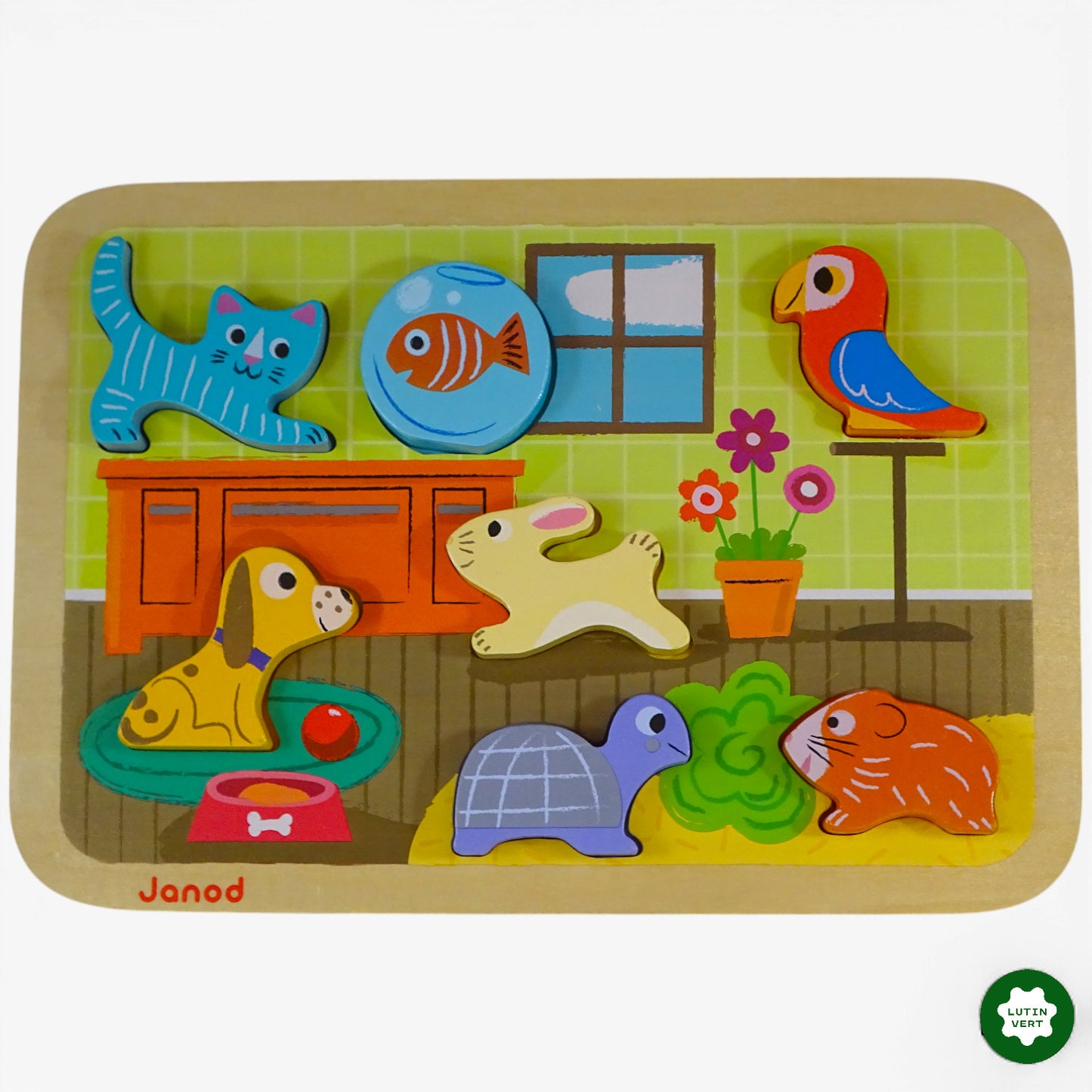 puzzle bois animaux 7 pcs d'occasion JANOD - Dès 1 an | Ref 10268