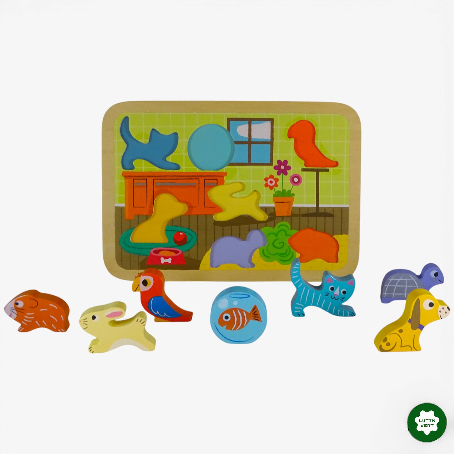 puzzle bois animaux 7 pcs d'occasion JANOD - Dès 1 an | Ref 10268
