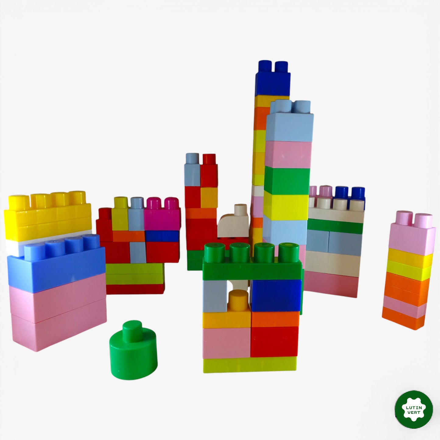 Lot de74 blocs multicolors avec Boîte d'occasion ABRICK - Dès 18 mois | Ref 10270