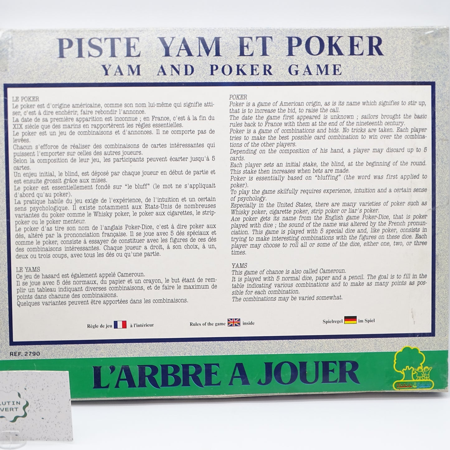Piste Yam et Poker L’ARBRE A JOUER - Dès 7 ans | Ref 14623