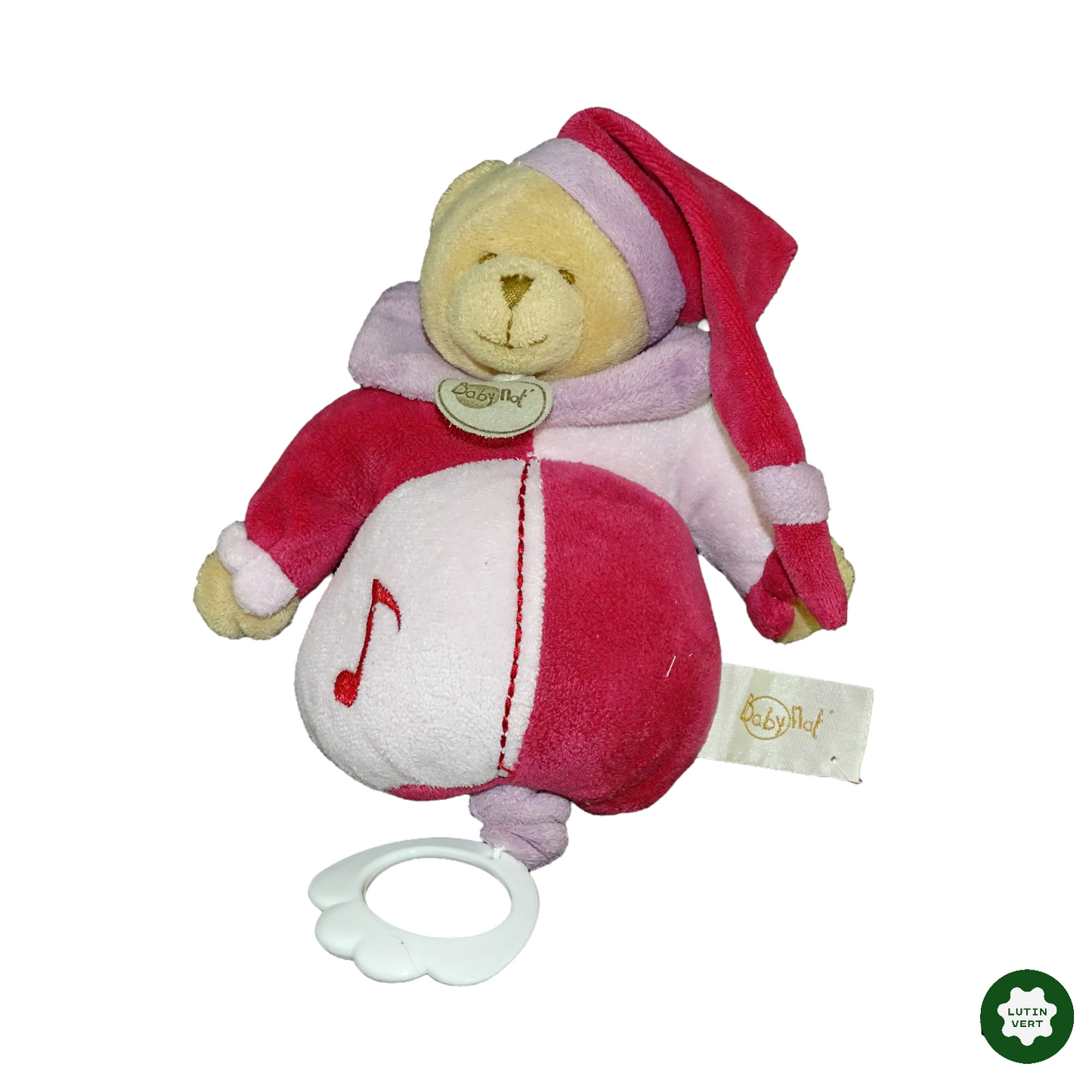 Doudou musical ours rose d'occasion BABYNAT’ - Dès 3 mois | Lutin Vert