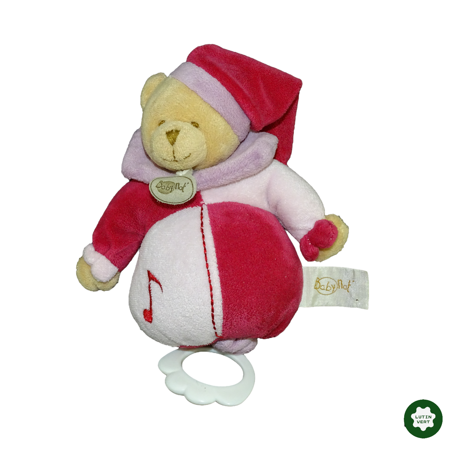 Doudou musical ours rose d'occasion BABYNAT’ - Dès 3 mois | Lutin Vert
