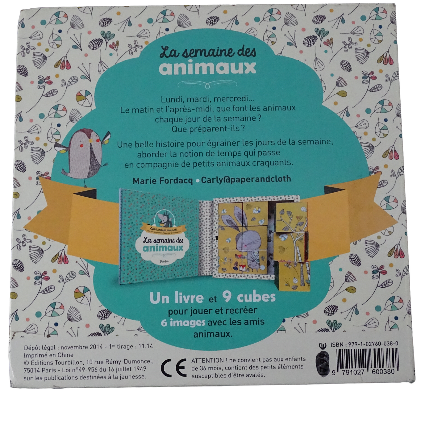 La semaine des animaux - Livre puzzle cubes - Éditions Tourbillon
