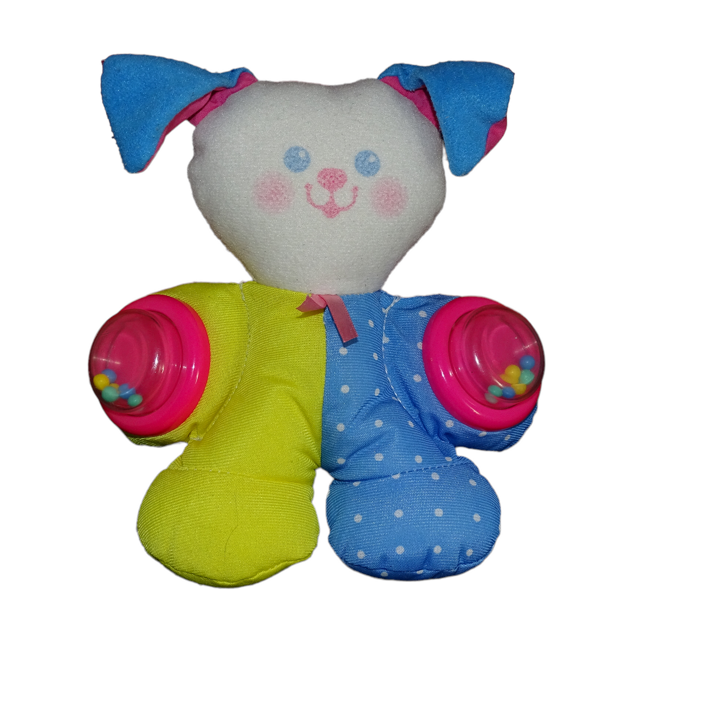 Doudou vintage chiot bleu et jaune - Fisher-Price