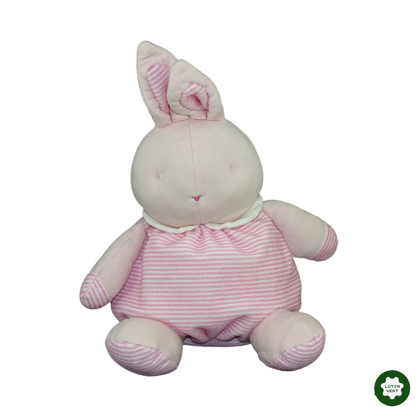 Peluche lapin rose à rayures occasion KLORANE - Dès 3 mois | Lutin Vert