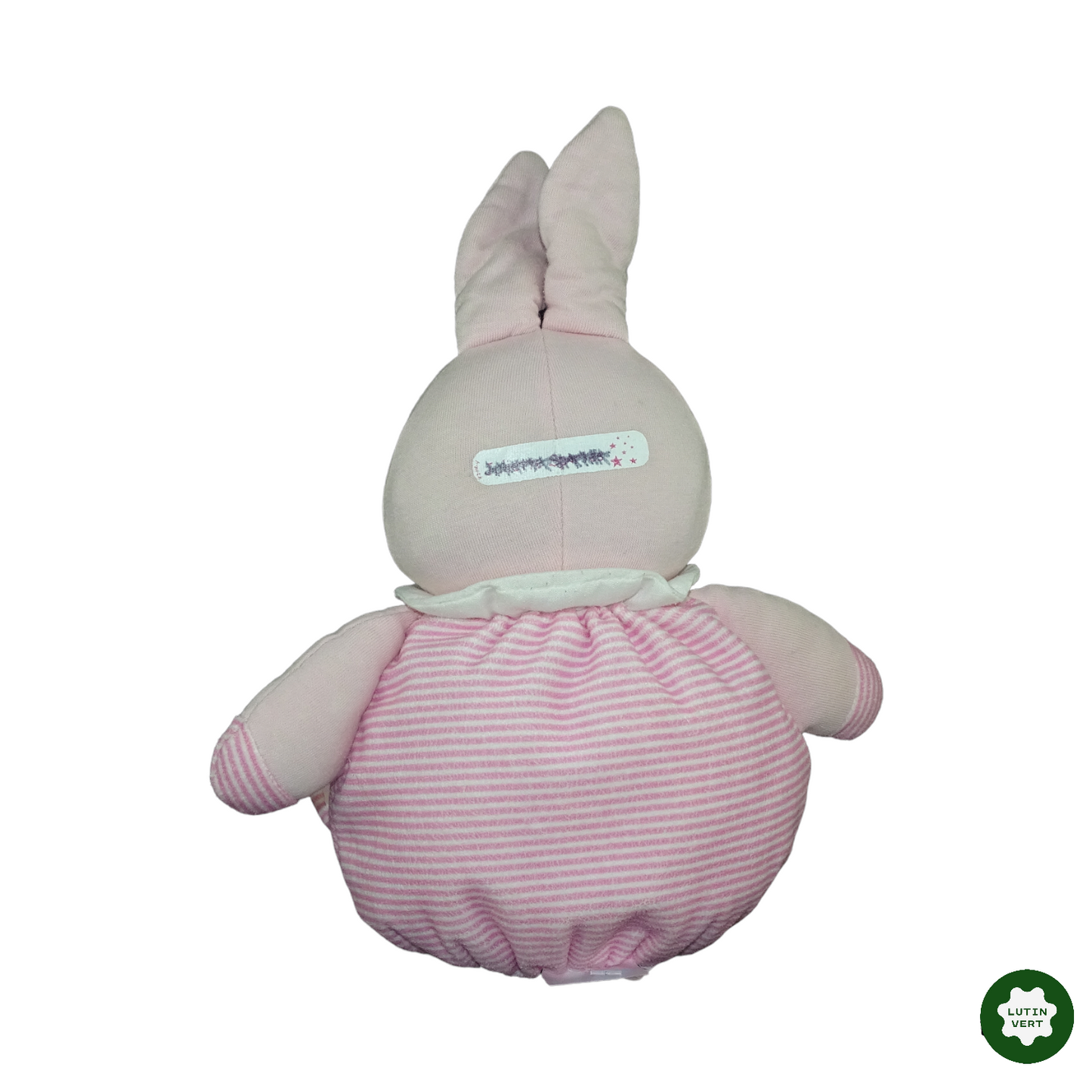 Peluche lapin rose à rayures occasion KLORANE - Dès 3 mois | Lutin Vert