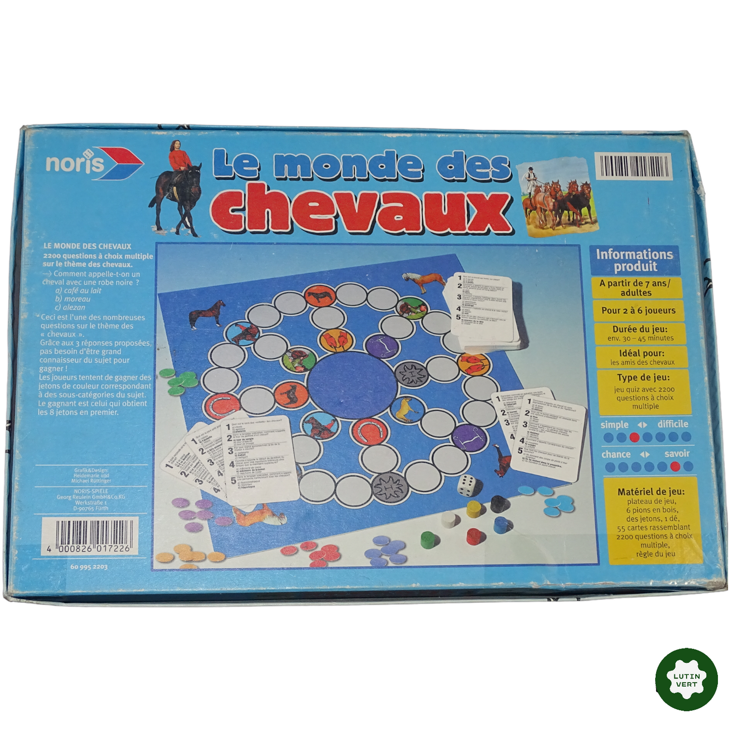 Jeu Le monde des chevaux 2200 questions d'occasion NORIS - Dès 7 ans | Lutin Vert