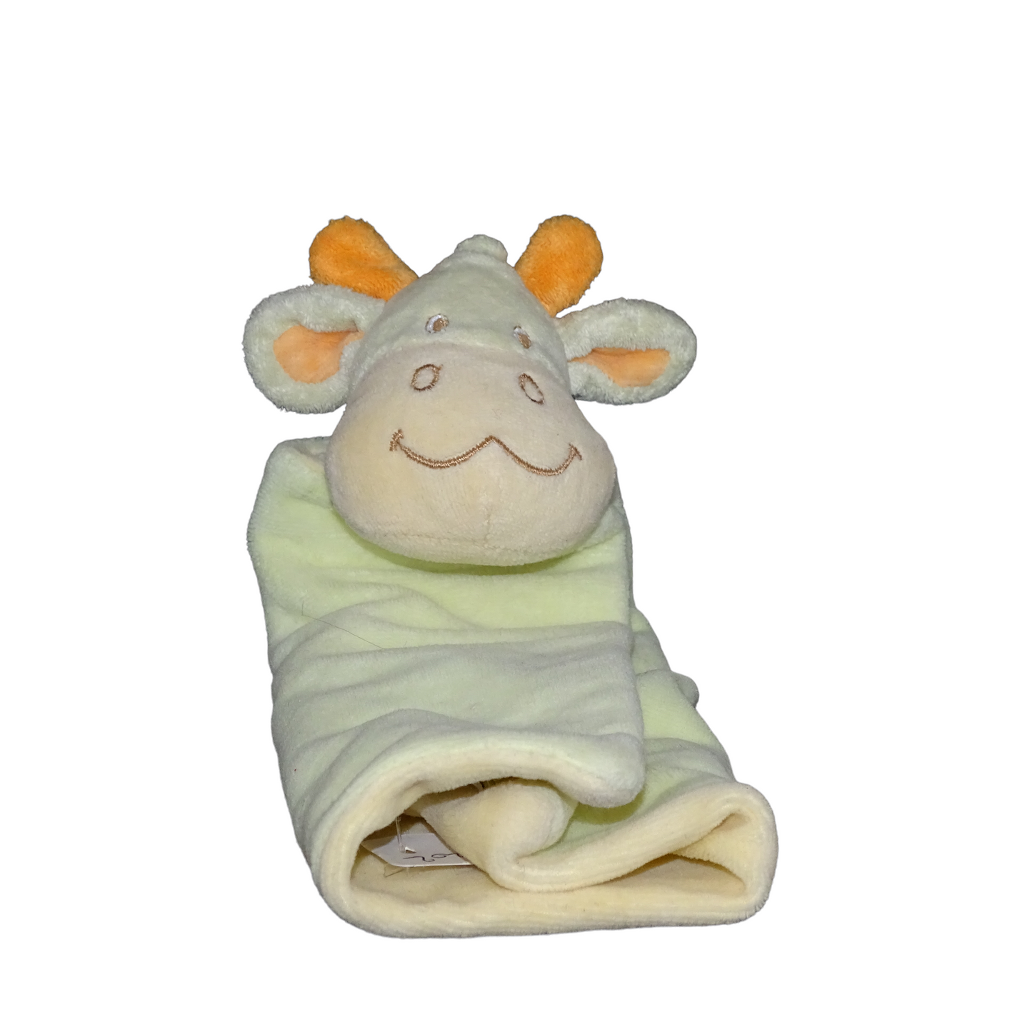 Vache rectangle plat en velours vert et jaune d'occasion AMTOYS - Dès 3 mois | Lutin Vert