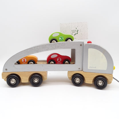 Camion et sa remorque et voitures en bois JANOD - Dès 3 ans | Ref 14731