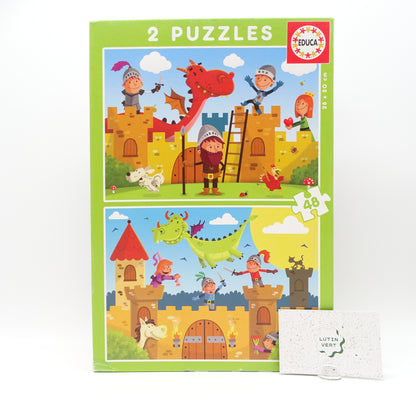 2 Puzzles dragons et chevaliers EDUCA - Dès 4 ans | Ref 14780