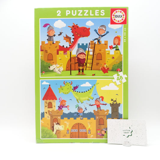 2 Puzzles dragons et chevaliers EDUCA - Dès 4 ans | Ref 14780