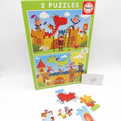 2 Puzzles dragons et chevaliers EDUCA - Dès 4 ans | Ref 14780