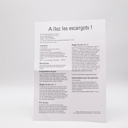 Allez les escargots RAVENSBURGER - Dès 3 ans | Ref 14832