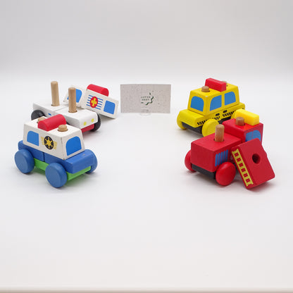 Lot de 4 vehicules en bois  FNACKIDS - Dès 18 mois | Ref 15074