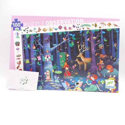 Puzzle 100 pièces d’observation Forêt enchantée DJECO - Dès 6 ans | Ref 15386