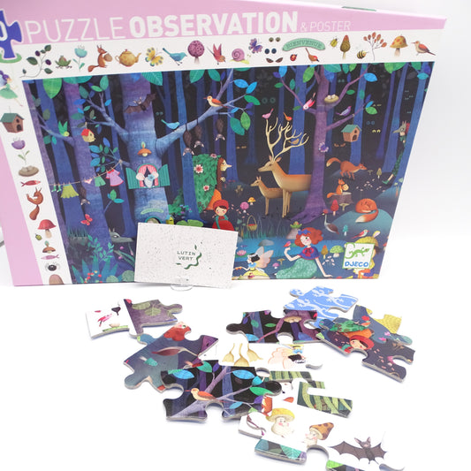 Puzzle 100 pièces d’observation Forêt enchantée DJECO - Dès 6 ans | Ref 15386