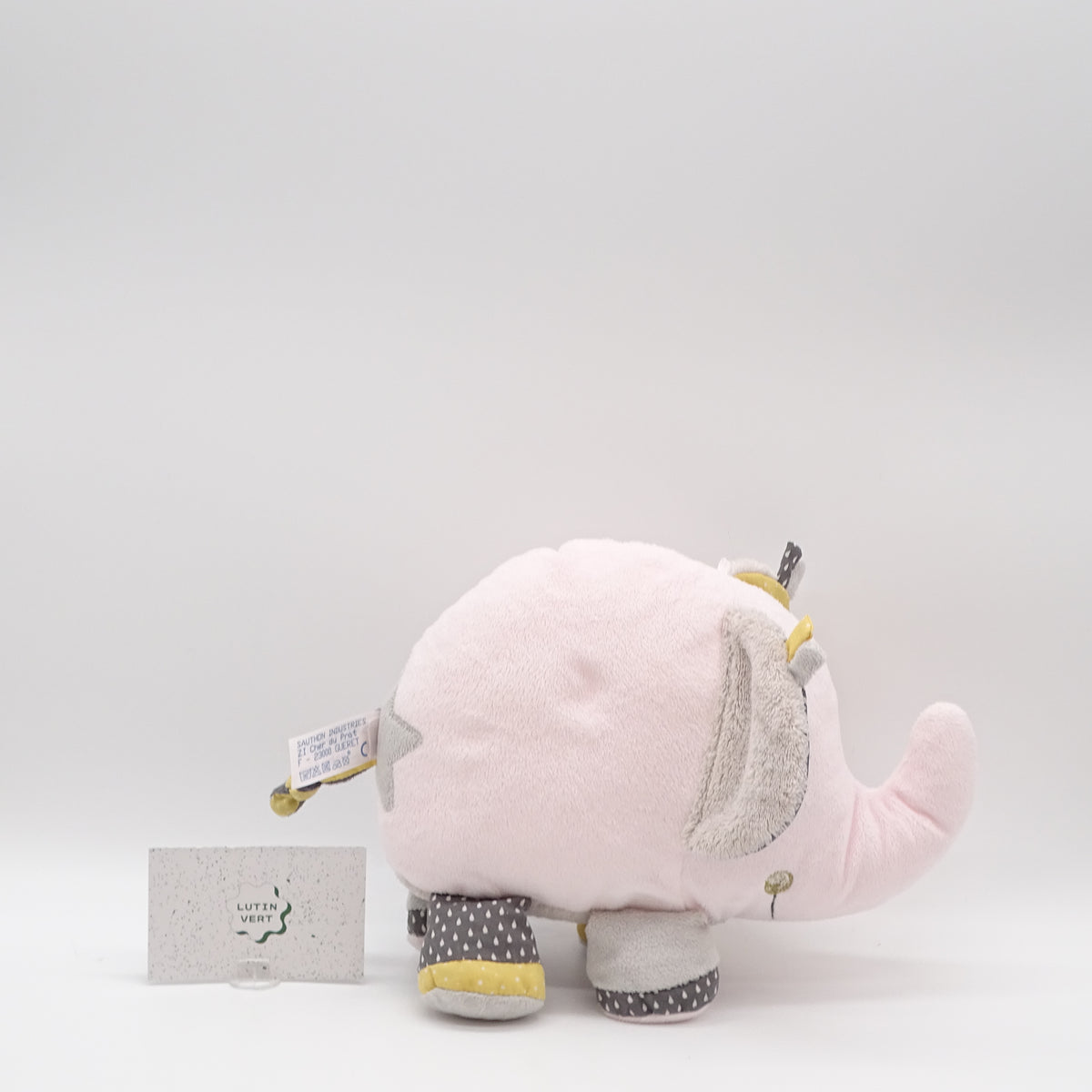 Doudou éléphant rose pâle et gris SAUTHON - Dès Naissance | Ref 15552