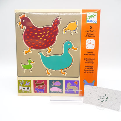 5 Pochoirs Animaux de la Ferme DJECO - Dès 4 ans | Ref 15631