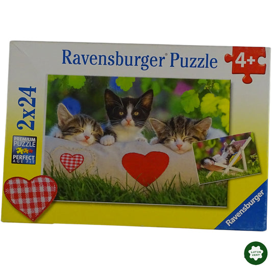 2 Puzzles Chatons au repos 24 pcs d'occasion RAVENSBURGER - Dès 4 ans | Ref 9102