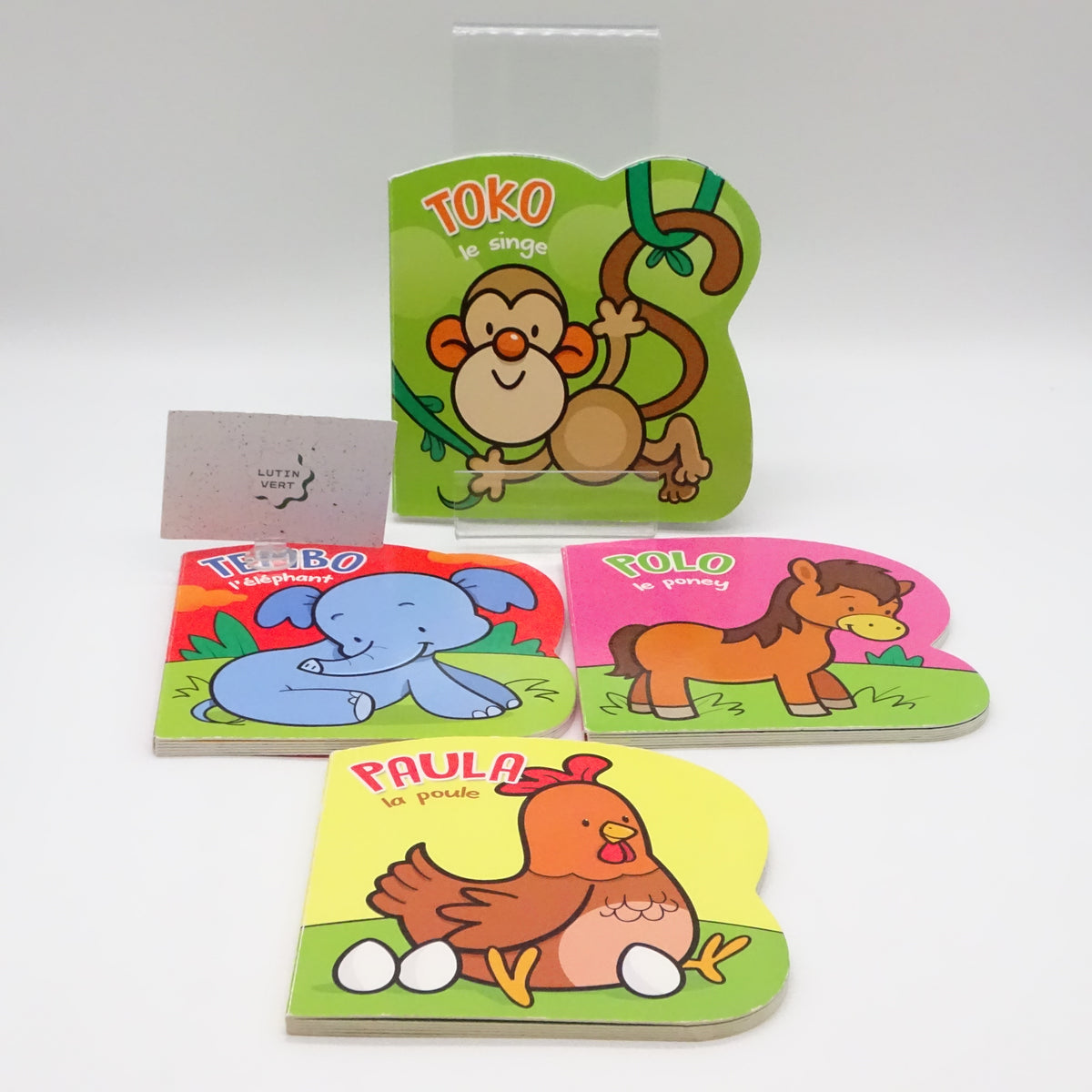 Lot de 4 livres ( Polo le poney, Paula la poule, Tembo l’éléphant, Toko le singe ) CARAMEL - Dès 3 mois | Ref 15949