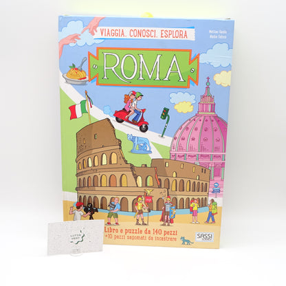 Livre-Puzzle En Italien «Roma. Viaggia, conosci, esplora.» (Rome. Voyage, découvre, explore.) SASSI SCIENCE - Dès 6 ans | Ref 16076