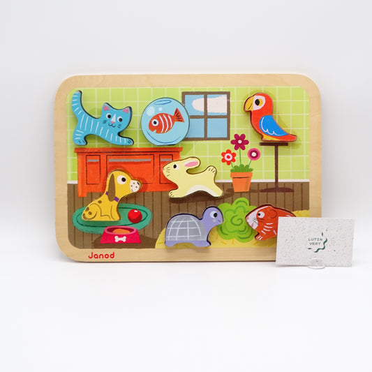 Puzzle animaux en bois et a encastrer d'occasion JANOD - Dès 1 an | Ref 13620