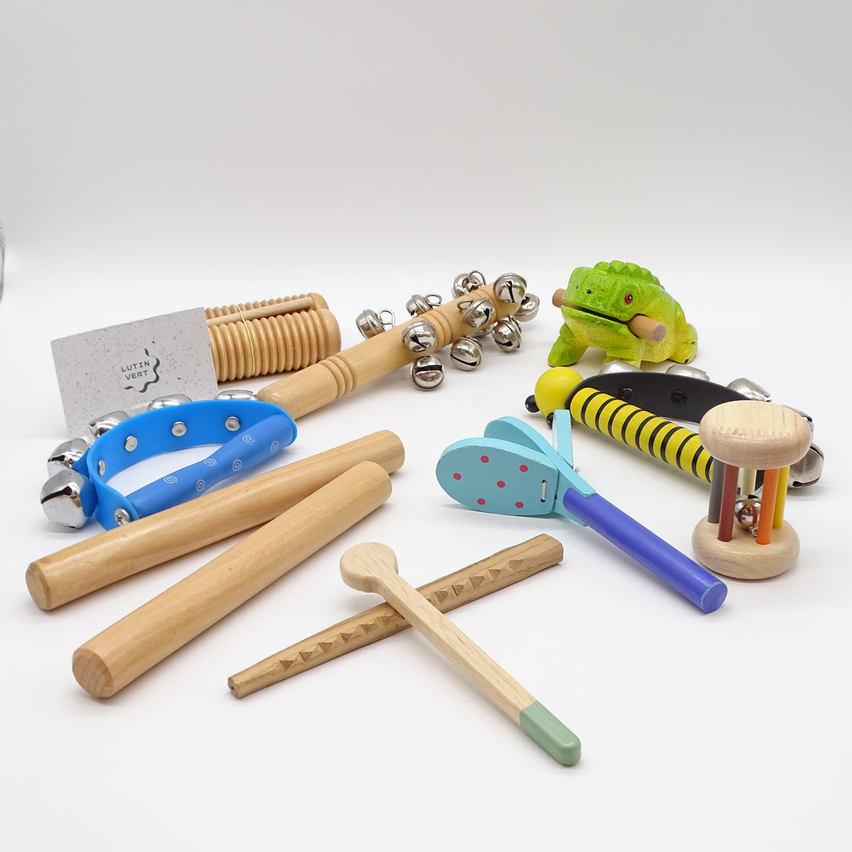 Lot d’instruments d’éveil  musicale en bois SANS MARQUE - Dès 2 ans | Ref 16312
