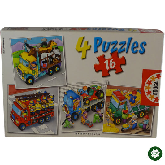 3 Puzzles 16 pcs Camions d'occasion EDUCA - Dès 3 ans | Ref 9824
