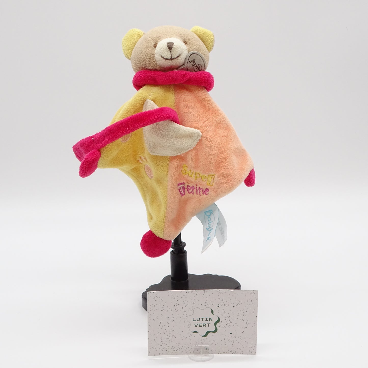Doudou Ourson attache tétine d'occasion BABYNAT’ - Dès 3 mois | Ref 13741